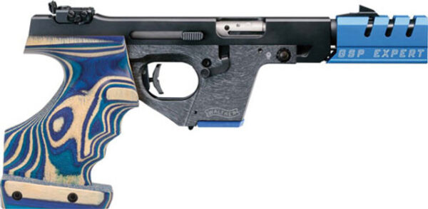 Walther GSP Expert .22 LR, 4.5" Barrel, Right-Hand, Size S, Wood Grip, Black/Blue/Gray, 5rd