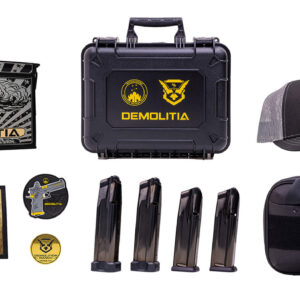 Watchtower Demolitia Elite 9mm, 5" Gold Ported Barrel, Graphite PVD, Gold Accents, 20rd