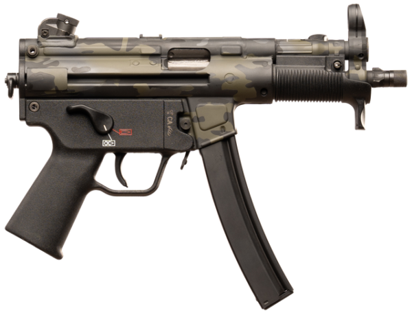 HK SP5 Sports South Exclusive 9mm, 8.86" Barrel, Woodland Camo, Aluminum Rec, 30rd