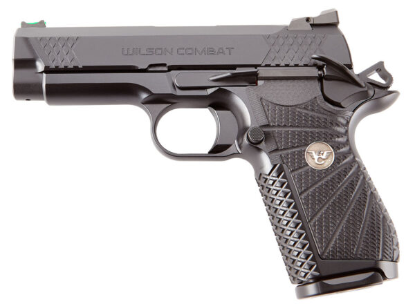 Wilson EDCX9, Compact, 9mm, 4" Barrel, Black Armor Tuff Finish, Green Fiber Optic Sights, Manual Safety, Non-Lightrail, 15Rd