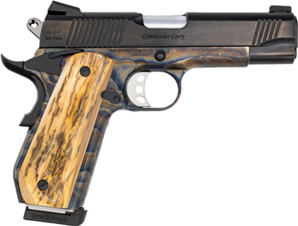 Tyler Gun Works 1911 45 ACP, 4.25" Barrel, Case Hardened Frame, Mammoth Ivory Grip, 7rd