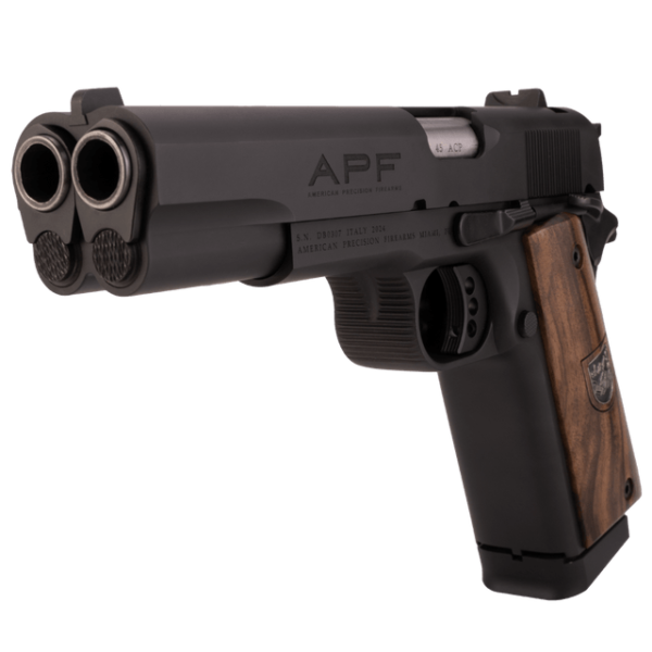 American Precision Second Century 45 ACP, 5" Barrels, Black Frame, Wood Grip, 14rd