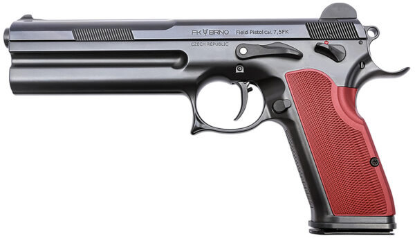 FK Brno US 7.5 FK, 6" Barrel, Black/Dark Gray, Red Grip, 15rd