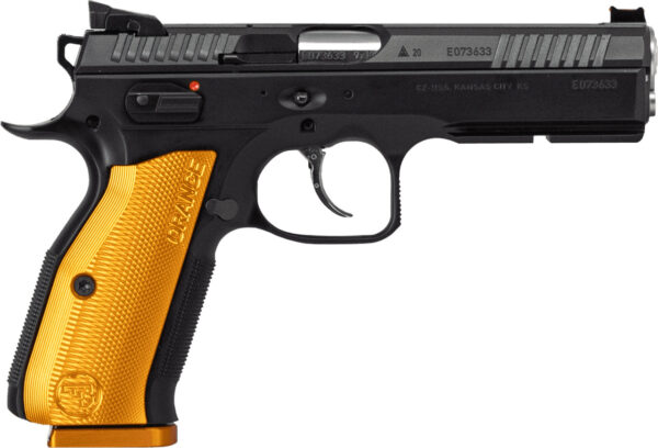 CZ Shadow 2 9mm, 4.89" Barrel, Black, Orange Aluminum Grip, Optic Ready, 17rd