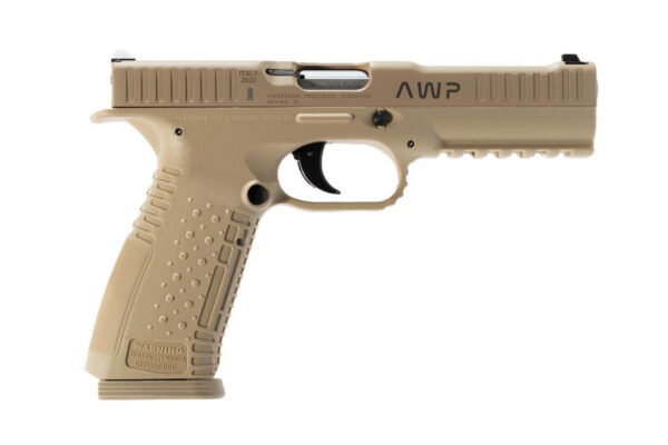 American Precision Strike One, 9mm, 5" Bull Barrel, 3 Dot Sight, Desert Tan, 17rd Demo Floor Model