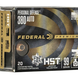 Federal Premium Personal Defense .380 ACP 99gr, Hydra-Shok Deep Hollow Point 20rd